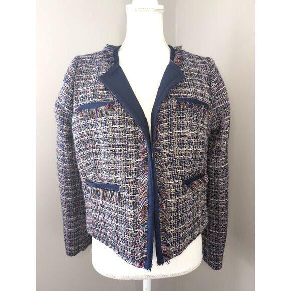 1901 Jackets & Blazers - 1901 Multicolor Tweed Fringe Jacket Blazer Preppy Chic M